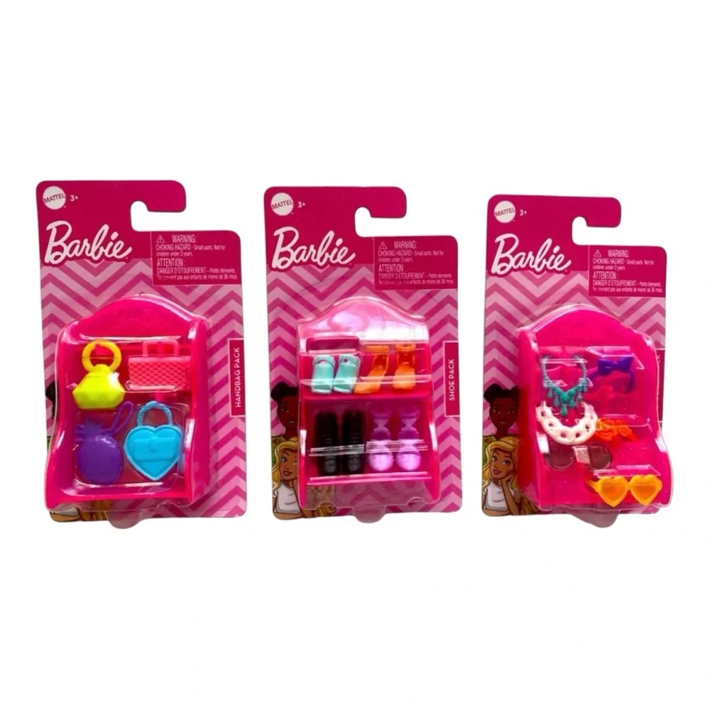 3 Pks Barbie Shoe, Handbag &‎ Headband Accessories